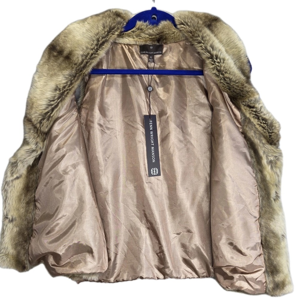 Fenn Wright Manson Women's Faux Fur Vest Tan Brown Sleeveless New with Tags XL - Picture 4 of 5